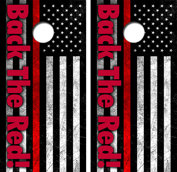 Back The Red Cornhole Wood Board Skin Wrap