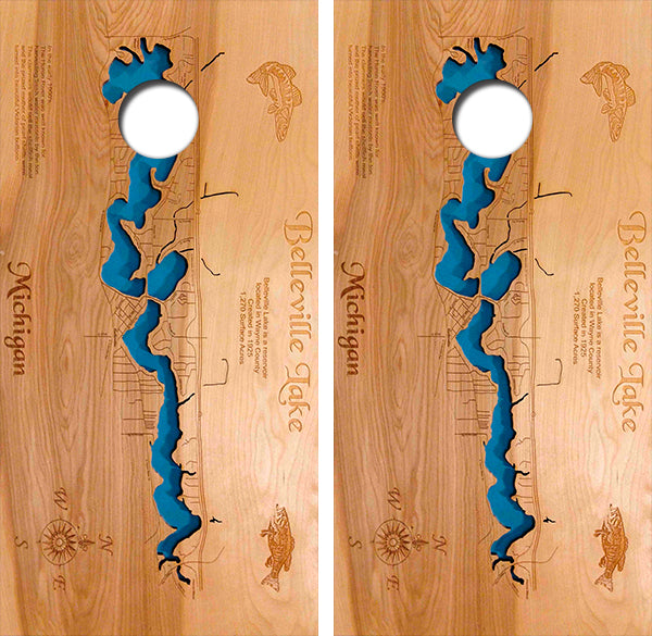 Belleview Lake Cornhole Wrap Decal with Free Laminate Included
