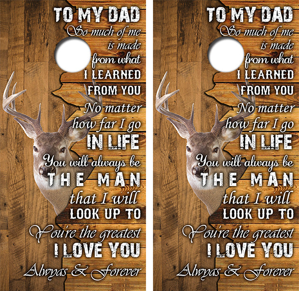 Hunting With My Dad Cornhole Wood Board Skin Wrap