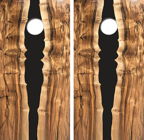 Black Epoxy Wood Cornhole Wood Board Skin Wrap