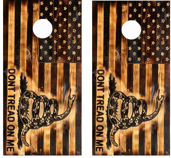Don't Tread On Me Rustic American Flag Turkey Cornhole Wood Board Skin Wraps FREE LAMINATE