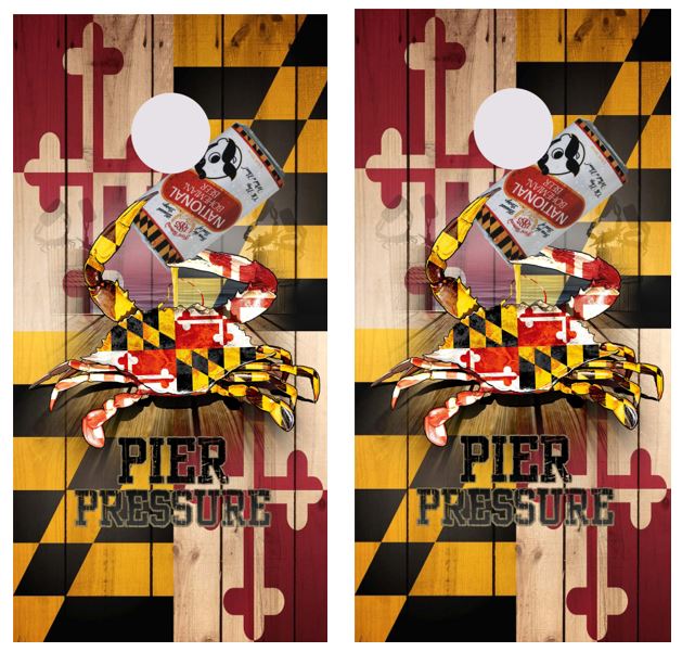 Maryland Themed Cornhole Wood Board Skin Wraps FREE LAMINATE.
