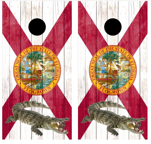 Florida Themed Cornhole Wood Board Skin Wrap