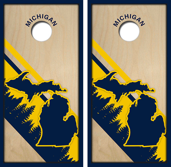 Michigan Wolverines Cornhole Wood Board Skin Wraps FREE LAMINATE