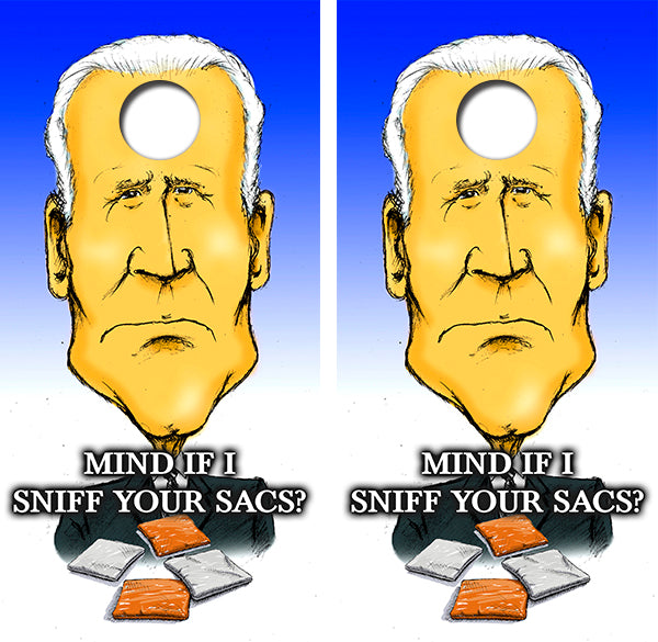 Joe Biden Sniff Cornhole Wood Board Skin Wraps FREE LAMINATE