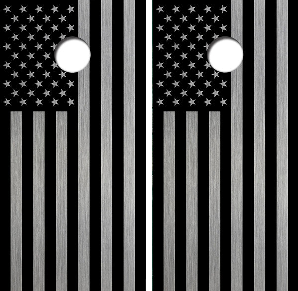 Stainless Steel Design Cornhole Wood Board Skin Wraps FREE LAMINATE