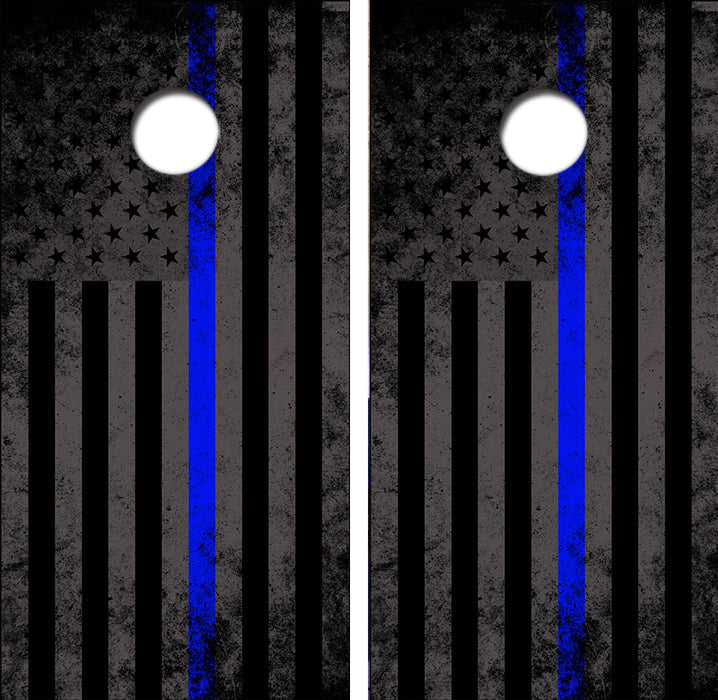 Blue Lives Matter Flag Cornhole Wrap Decal with Free Laminate Included