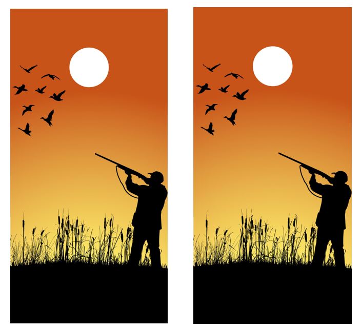Duck Hunter Silhouette Cornhole Wood Board Skin Wraps FREE LAMINATE