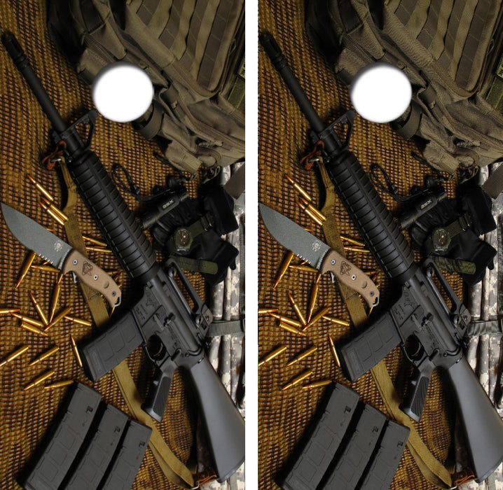 1st Amendment, AR Rifle Cornhole Wrap Decal with Free Laminate Included