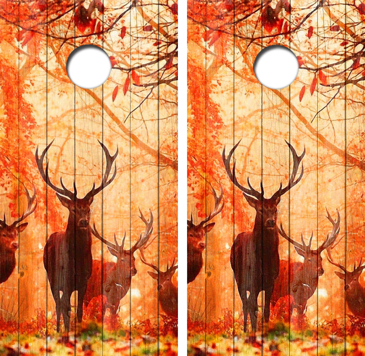 Herd OF Bucks At Dusk Cornhole Wrap Decal with Free Laminate Included