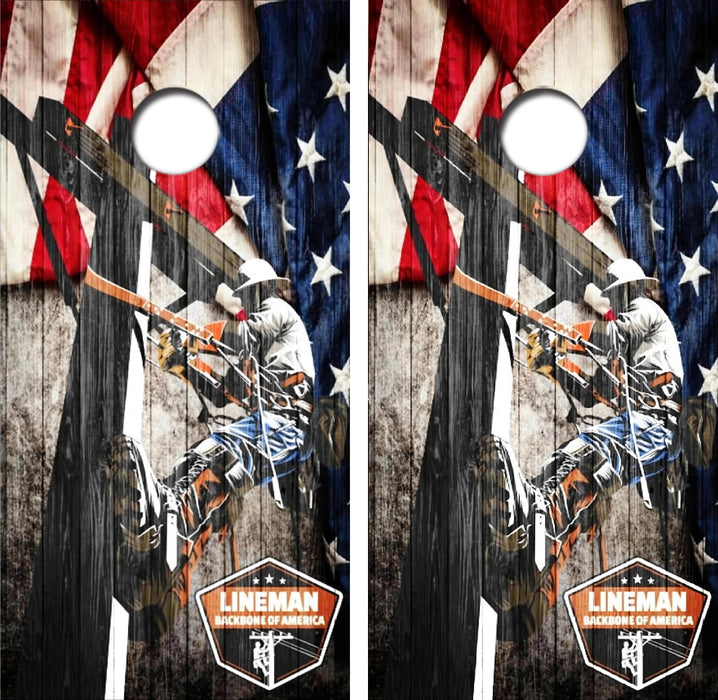Lineman Cornhole Wrap Decal with Free Laminate Included