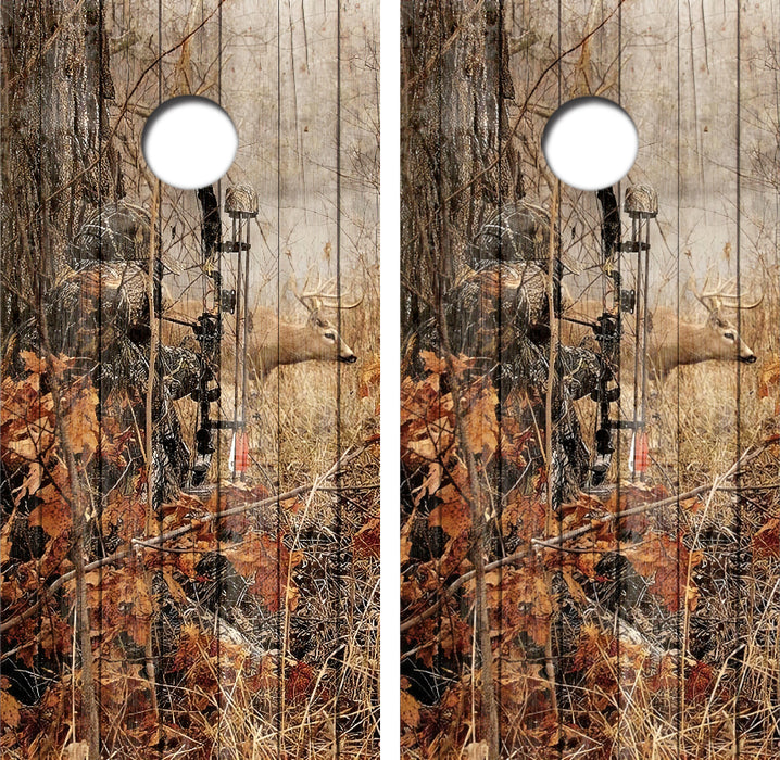 Bow Hunter Buck Broadside Cornhole Wrap Decal with Free Laminate Included