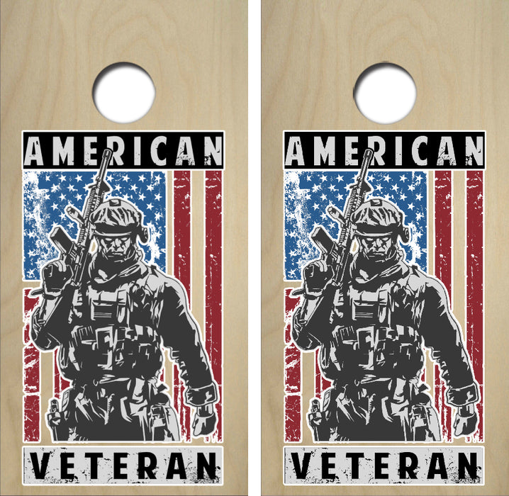 American Veteran Cornhole Wrap Decal with Free Laminate Included