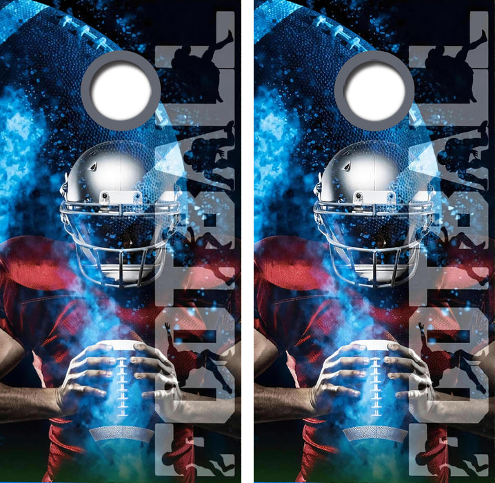 Football Themed Cornhole Wrap Decal with Free Laminate Included