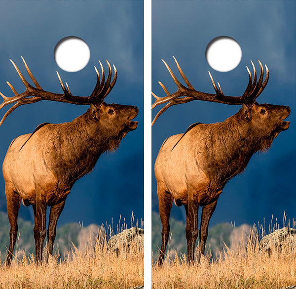 Bull Elk Cornhole Wrap Decal with Free Laminate Included