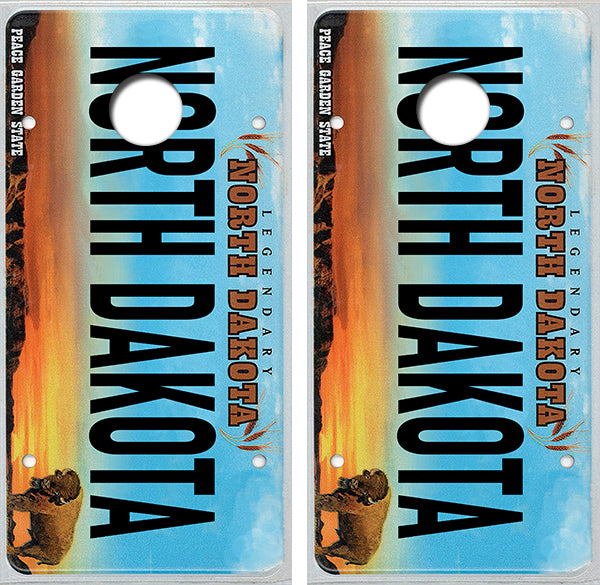 North Dakota License Plate Cornhole Wood Board Skin Wrap