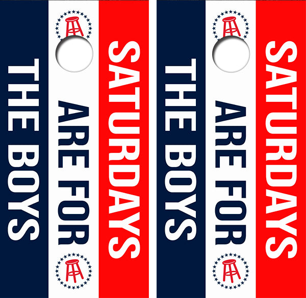Saturdays Are For the Boys Cornhole Wood Board Skin Wrap