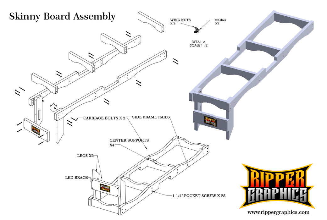 Ripper Pro Series Skinny Practice Trainer Board