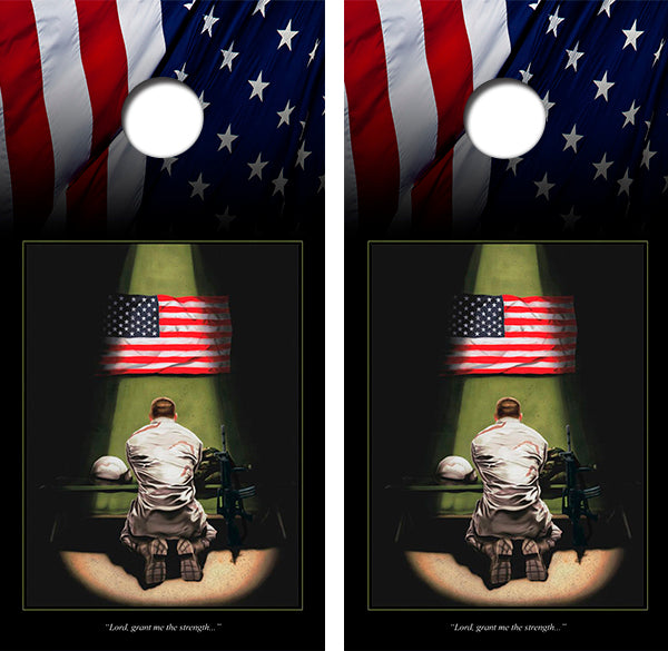 Soldier Prayer Cornhole Wood Board Skin Wrap