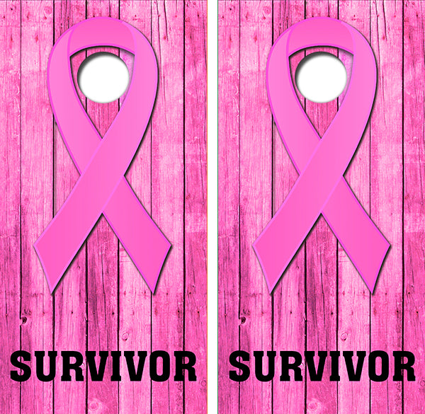 Breast Cancer Survivor Cornhole Wood Board Skin Wrap