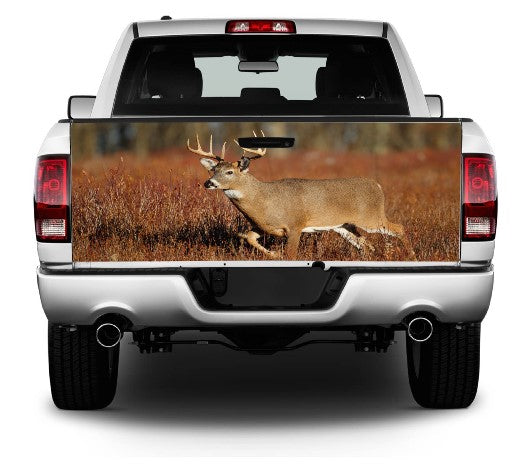 Big White Tail Deer Buck Tailgate Wrap Vinyl Graphic Decal Sticker