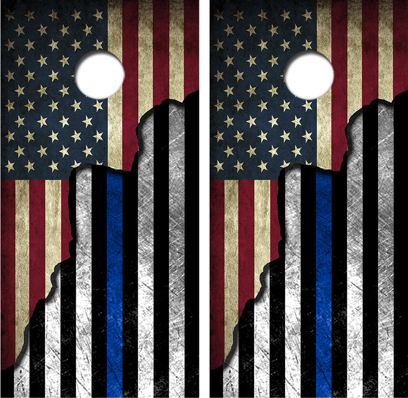 American / Blue Lives Flag Cornhole Design