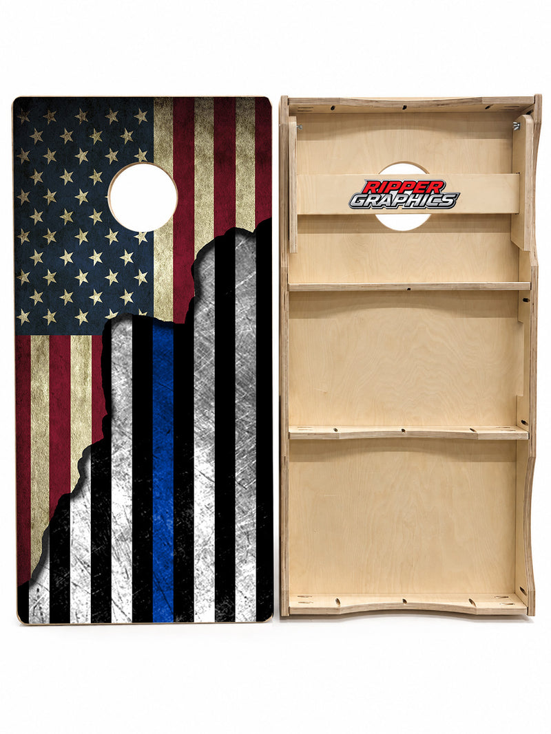 American / Blue Lives Flag Cornhole Design