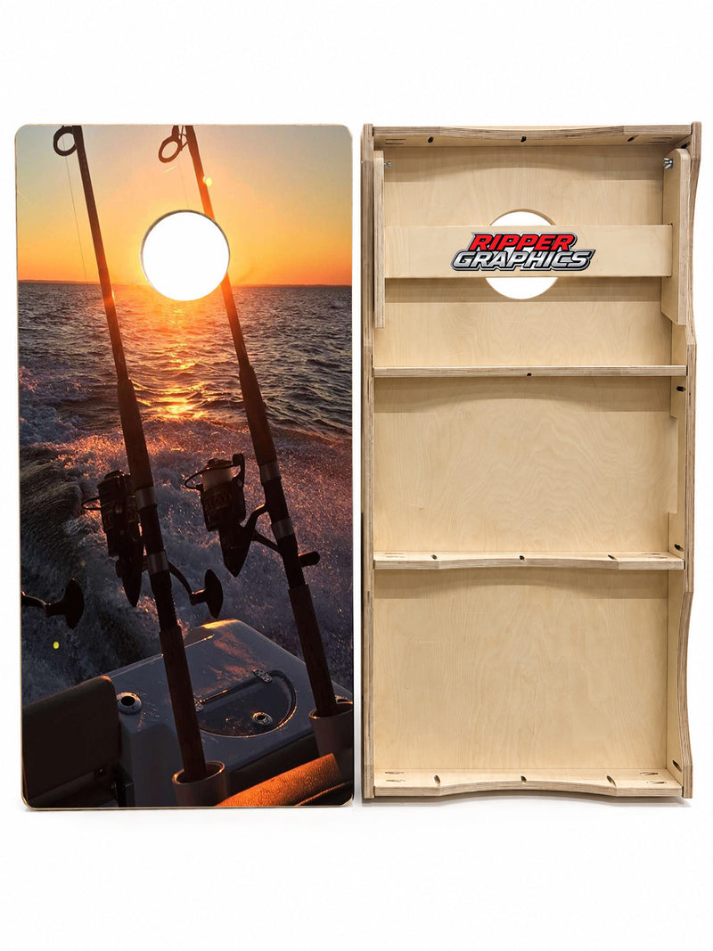 Fishing At Dawn Cornhole Design