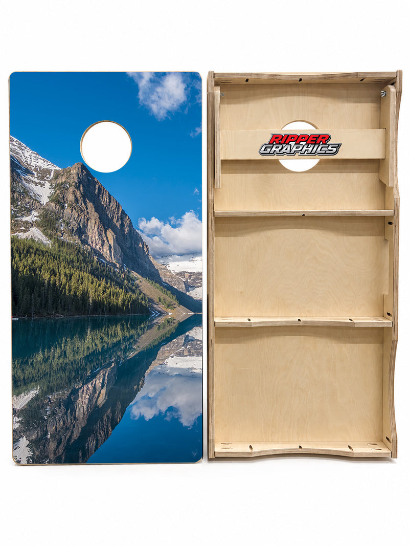 Canadian Wilderness Backdrop Cornhole Design