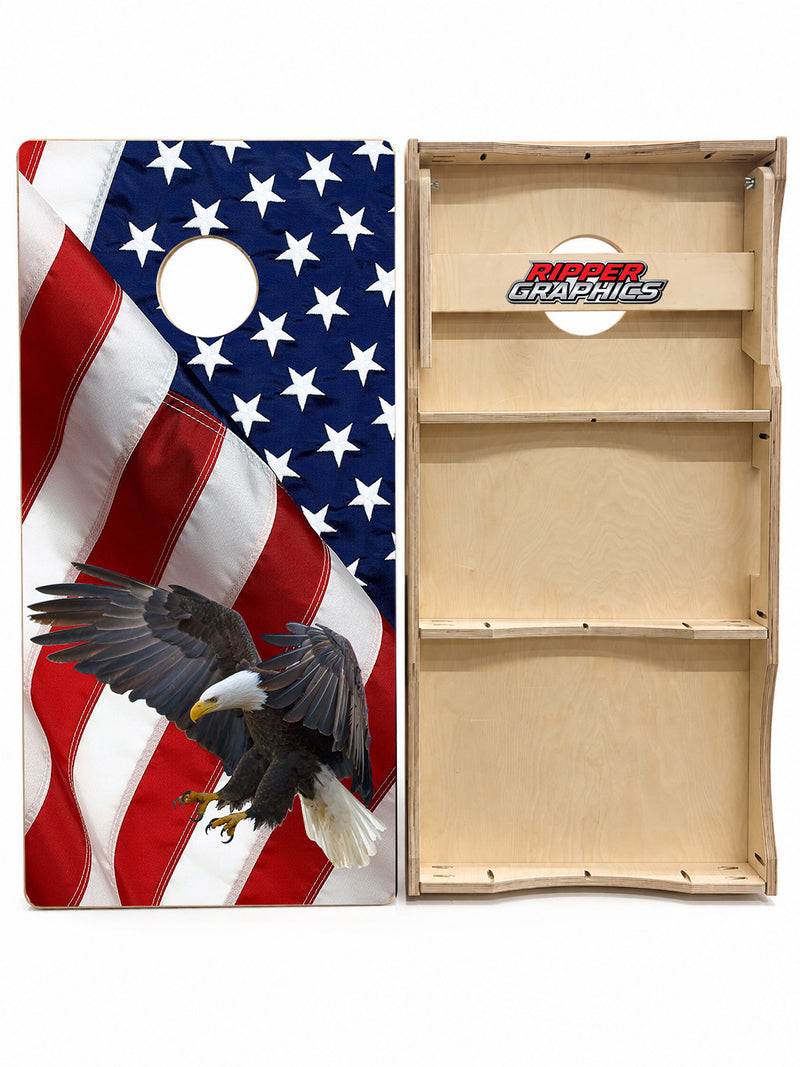 Bald Eagle American Flag Cornhole Design