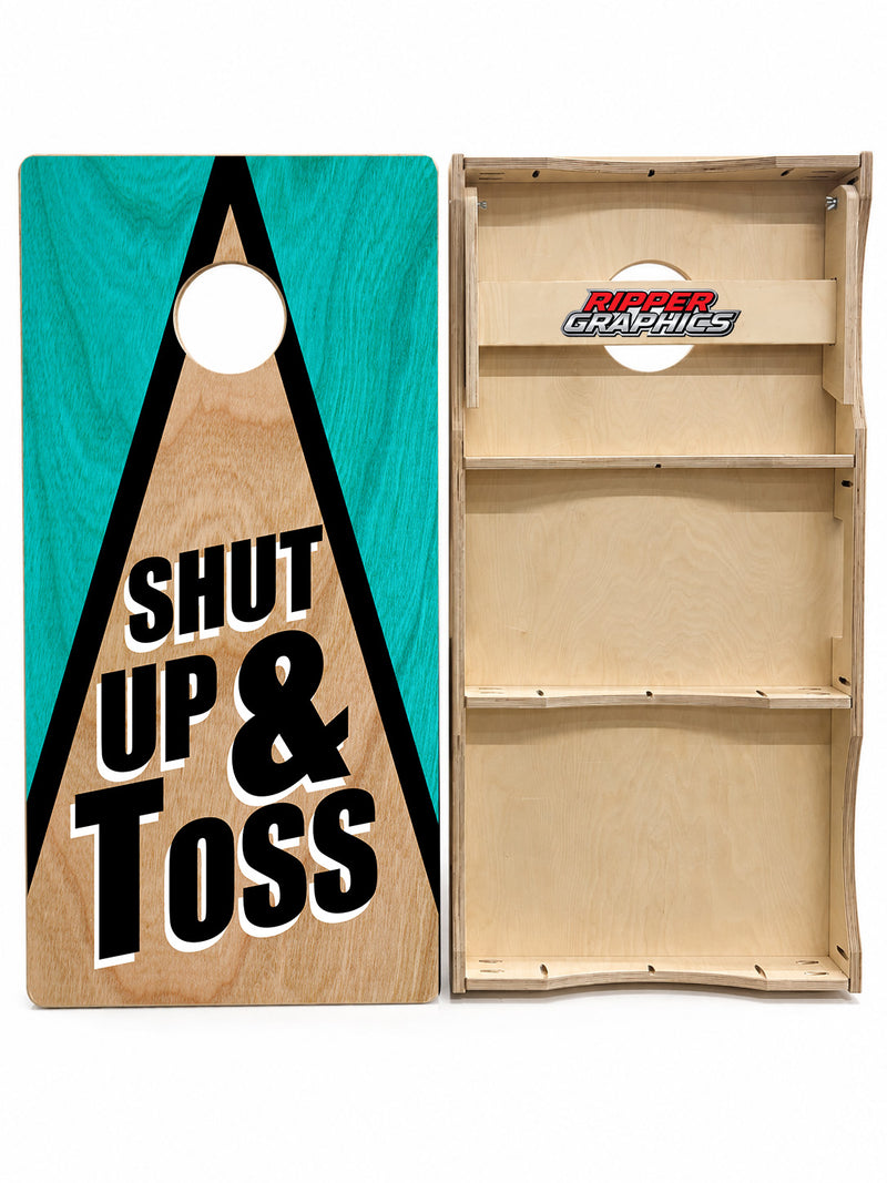 Shut Up & Toss Triangle Cornhole Design