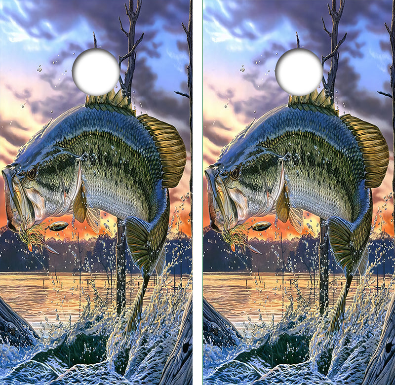 Jumping Bass Fishing Cornhole Boar Cornhole Design