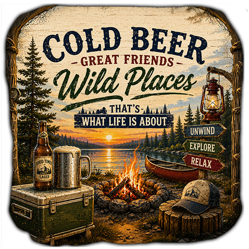 Cold Beer Great Friends Wild Places Cornhole Bags Set of 4