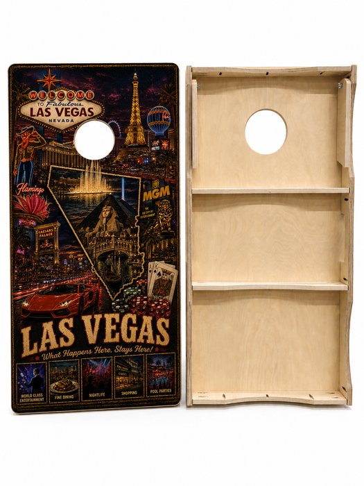 Las Vegas What Happens Here Stays Here Cornhole Design