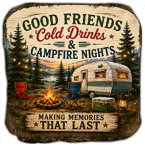 Good Friends Cold Drinks & Campfire Nights Cornhole Bags Set of 4