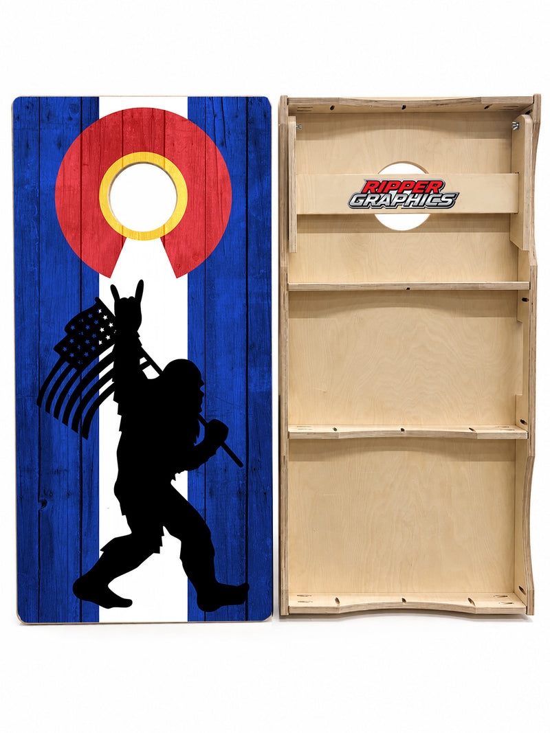 Sasquatch Colorado Flag Cornhole Design