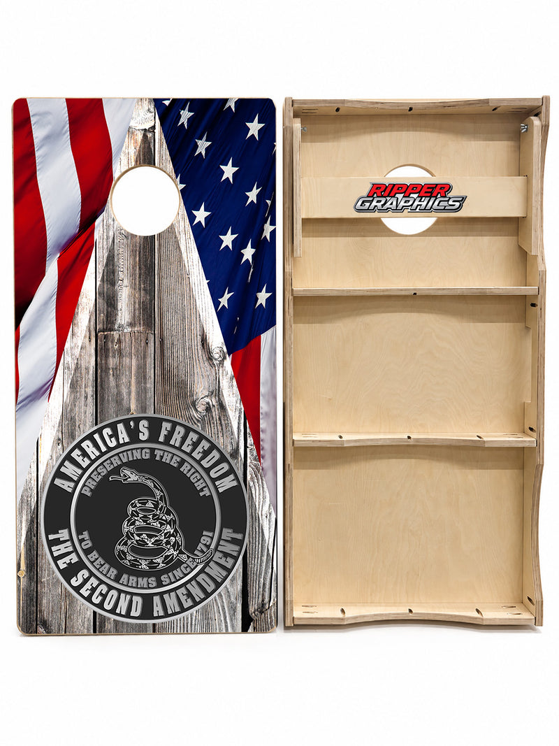 America's Freedom Barnwood Cornhole Design