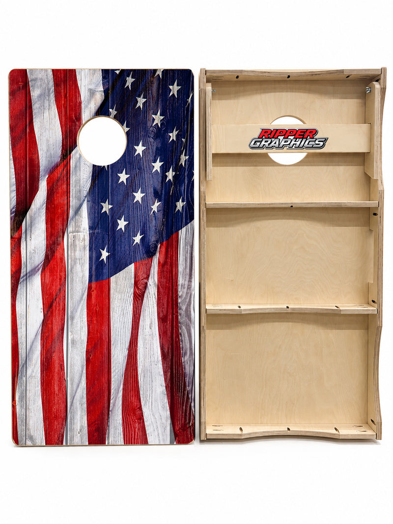 Waving American Flag Cornhole Design