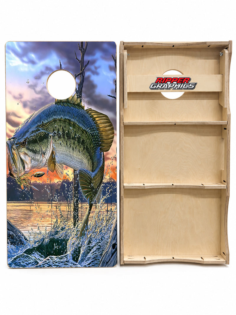 Jumping Bass Fishing Cornhole Boar Cornhole Design