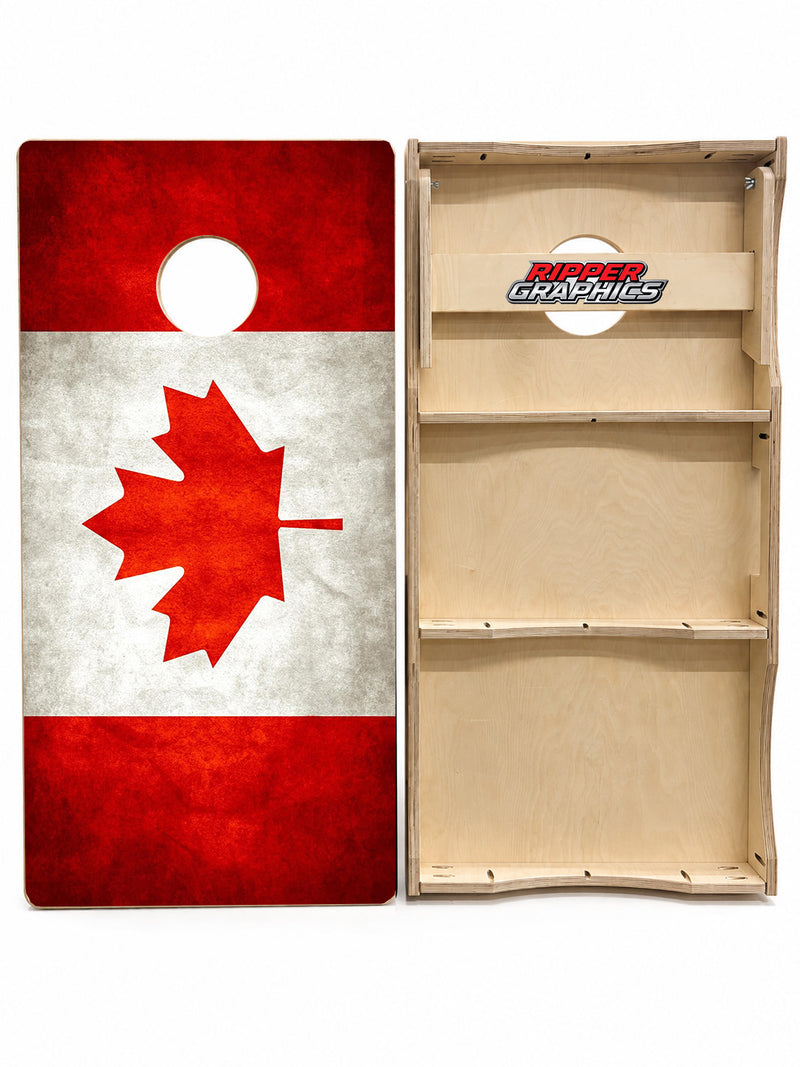 Grunge Canadian Flag Cornhole Design