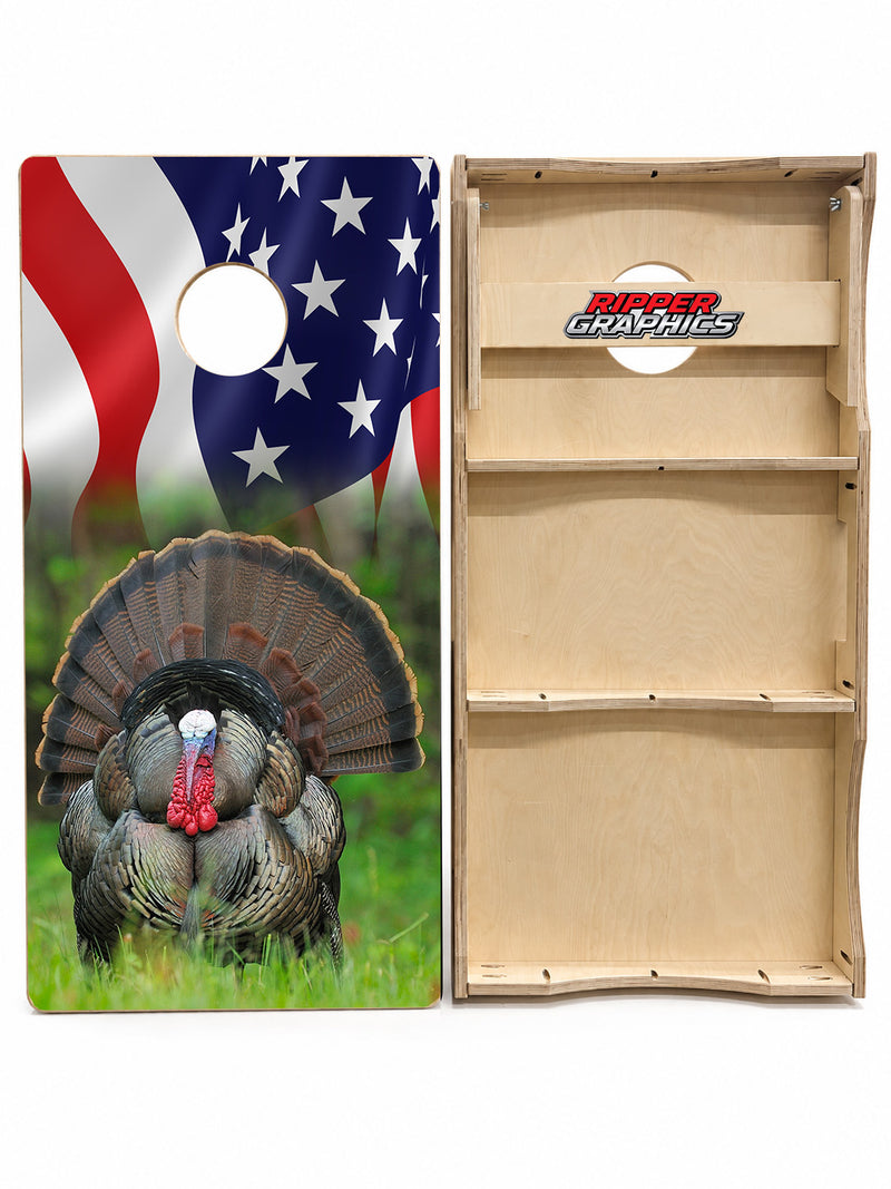 American Flag Turkey Cornhole Design