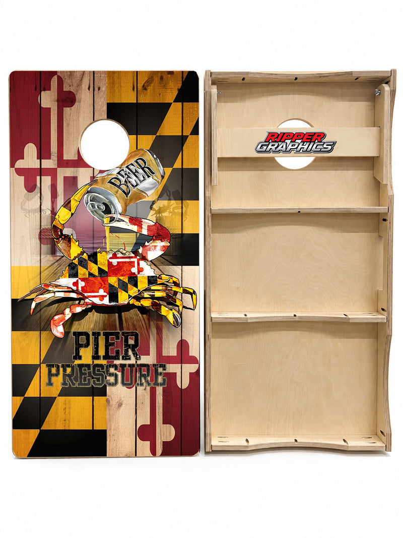 Maryland Beer Crab Flag Cornhole Design