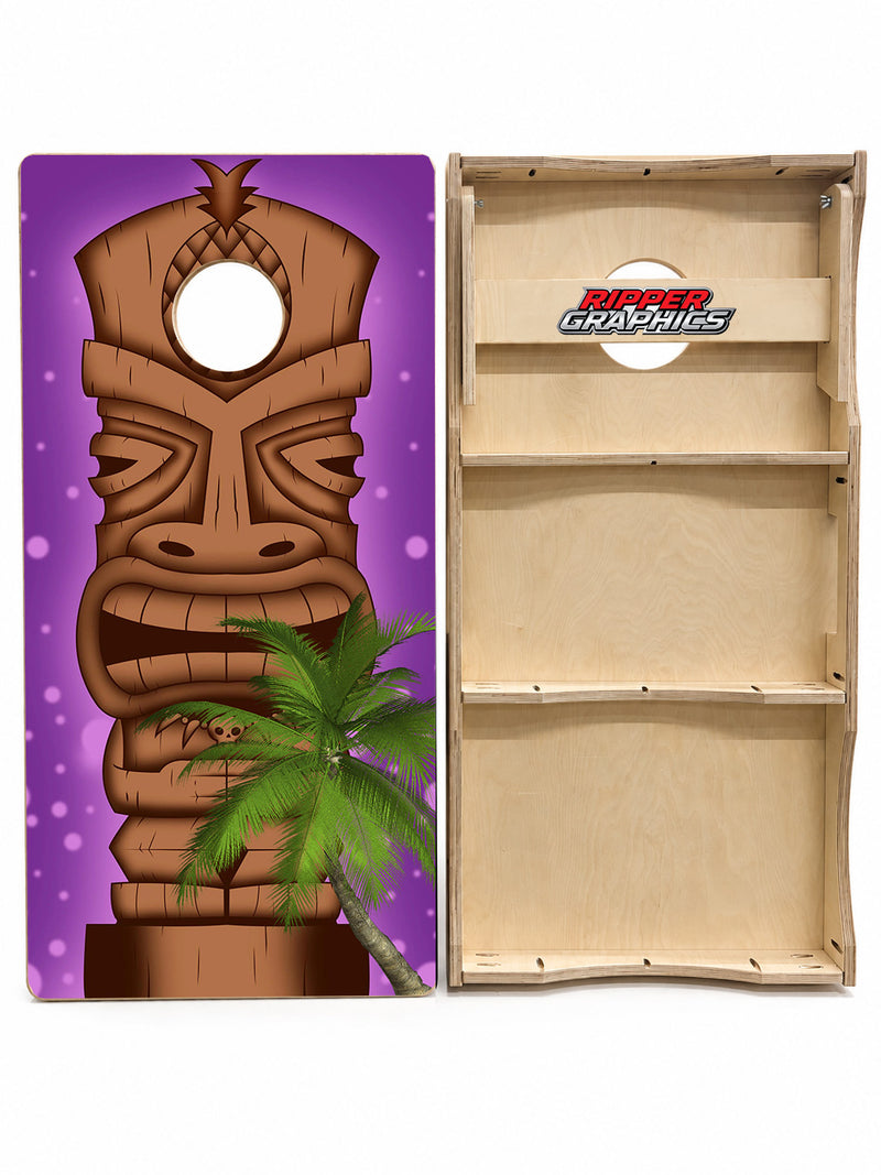 Hawaian Tiki Statue Cornhole Design
