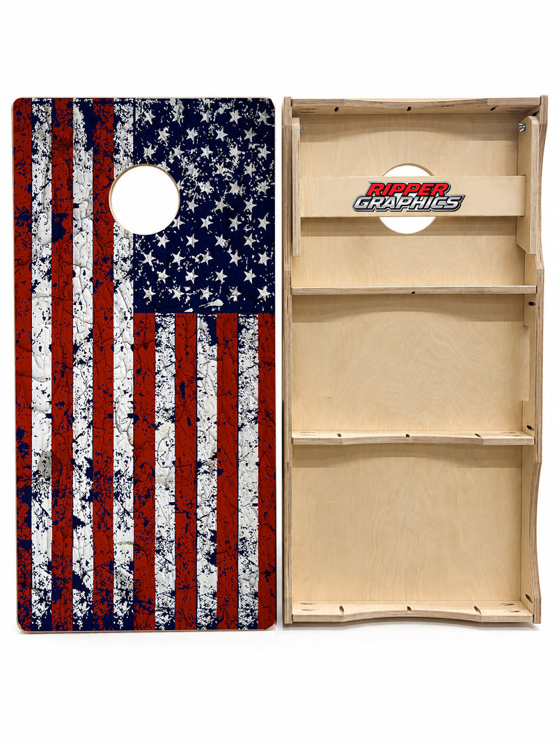 Distressed American Flag Cornhole Design