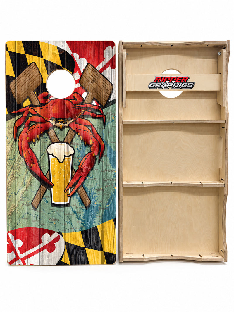 Maryland Crab & Beer Themed Cornhole Design