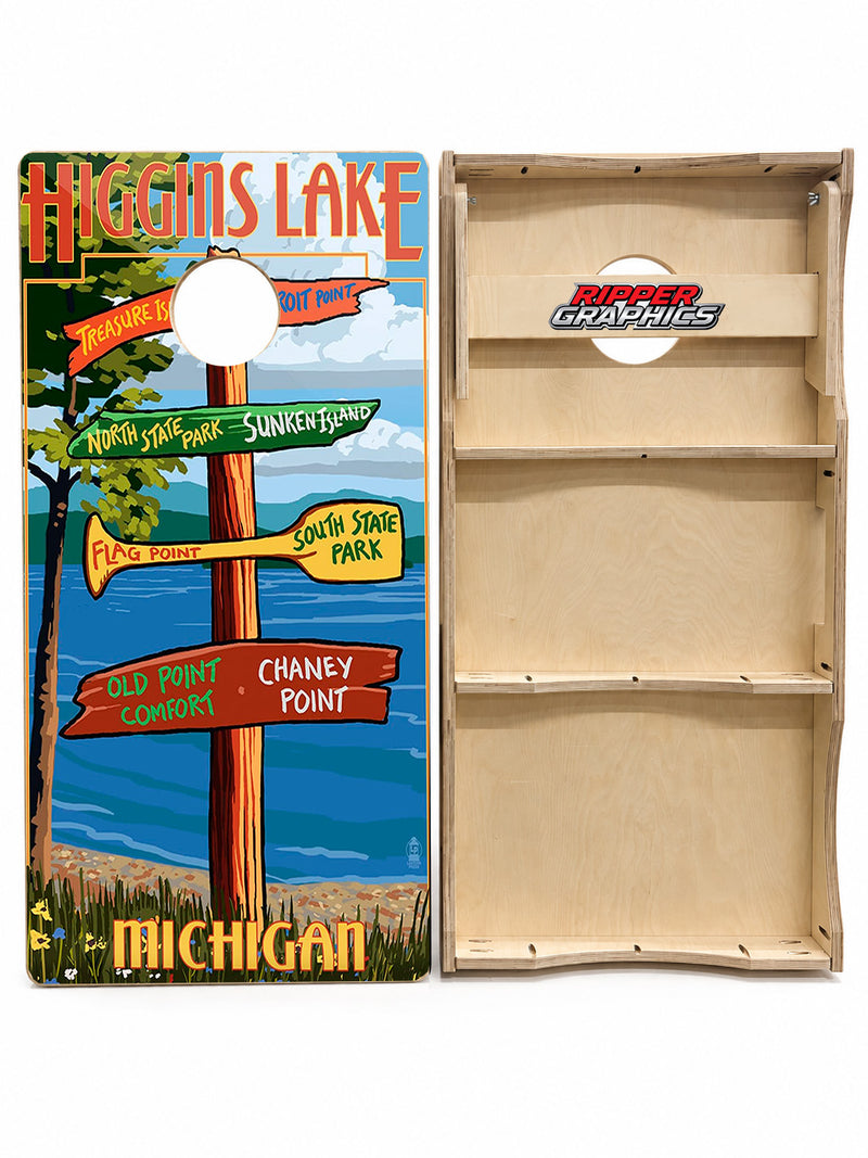 Higgins Lake Michigan Cornhole Design
