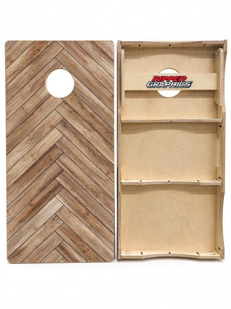 Herringbone Wood Cornhole Design