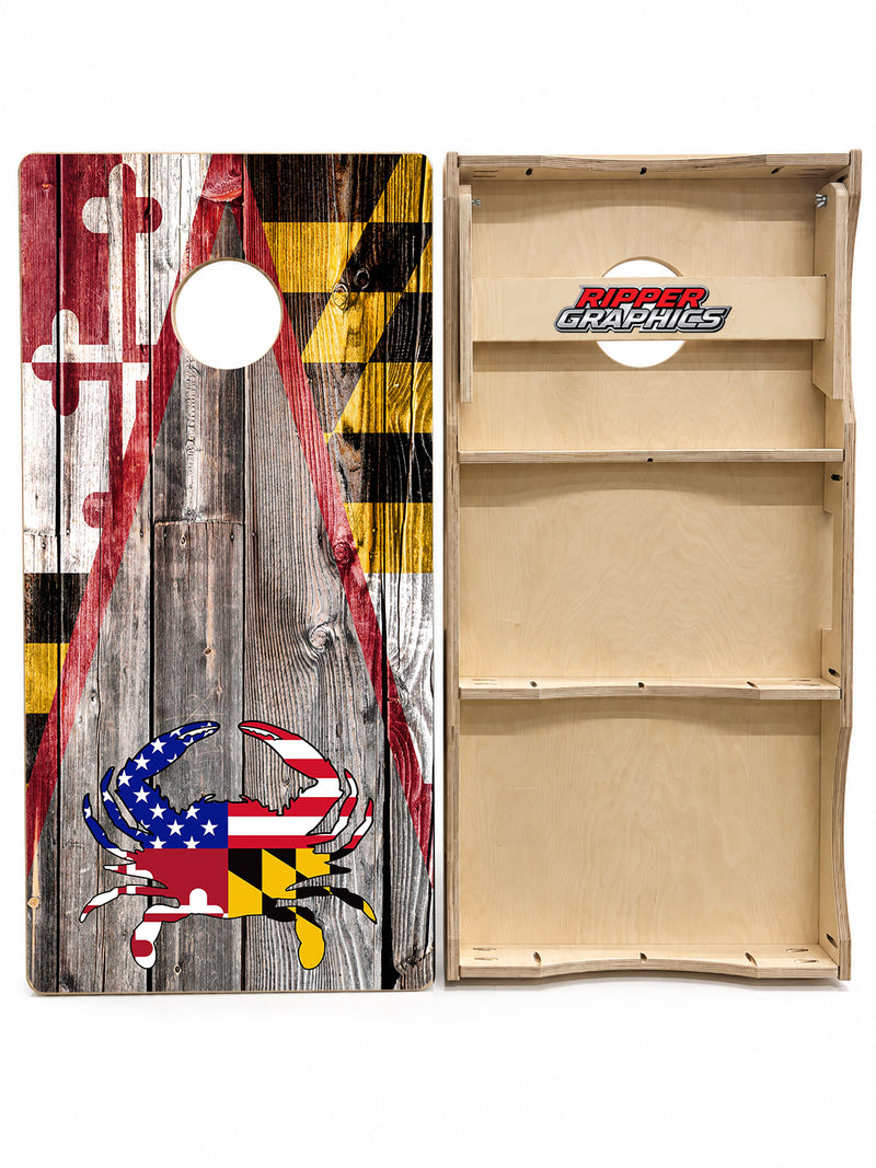 Maryland Crab Distressed Cornhole Design