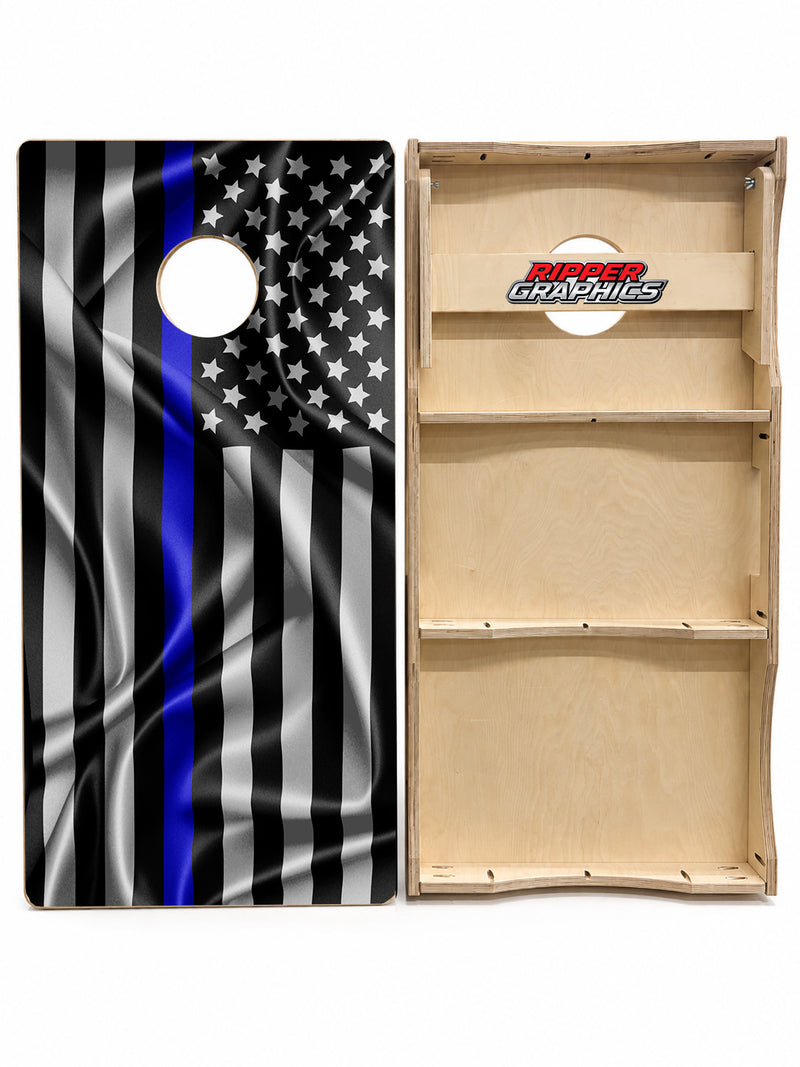Blue Line Flag Cornhole Design