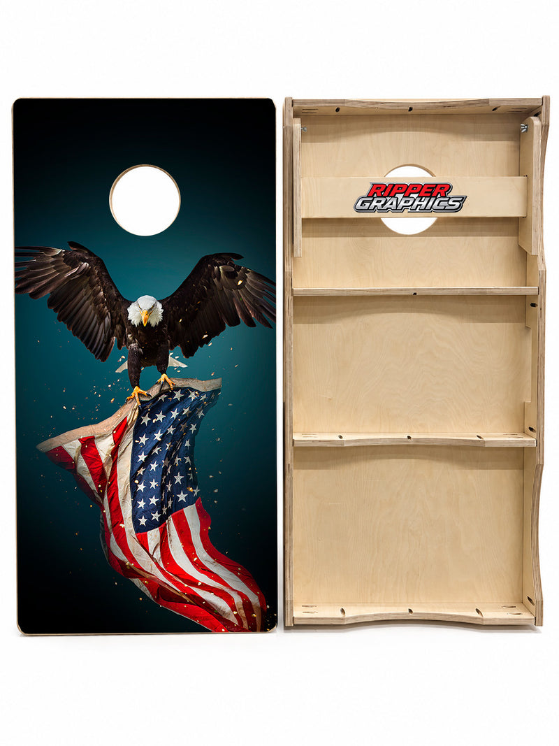 Bald Eagle American Flag Cornhole Design